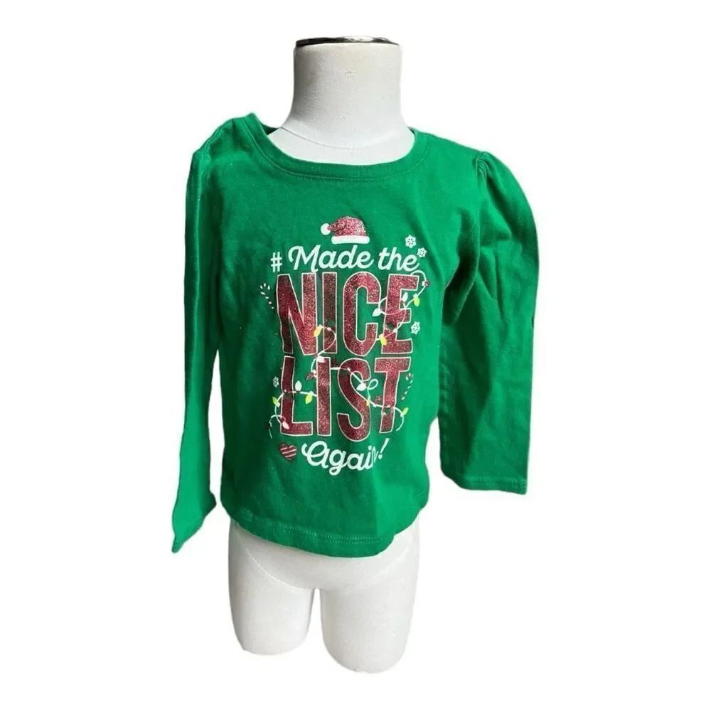 Baby Girls The Childrens Place Made the Nice List LS Graphic Tee Shirt  18-24 mo